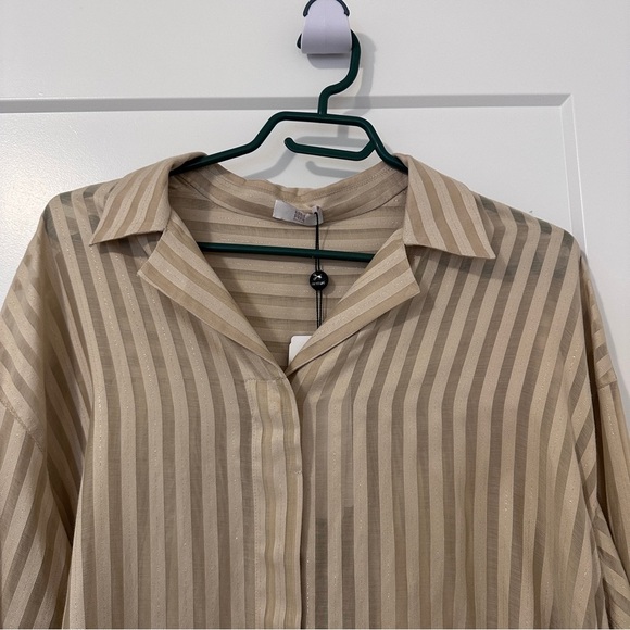 RIANI Striped Gold Voile Blouse Size 38 Women’s New With Tags Luxurious - Picture 5 of 12